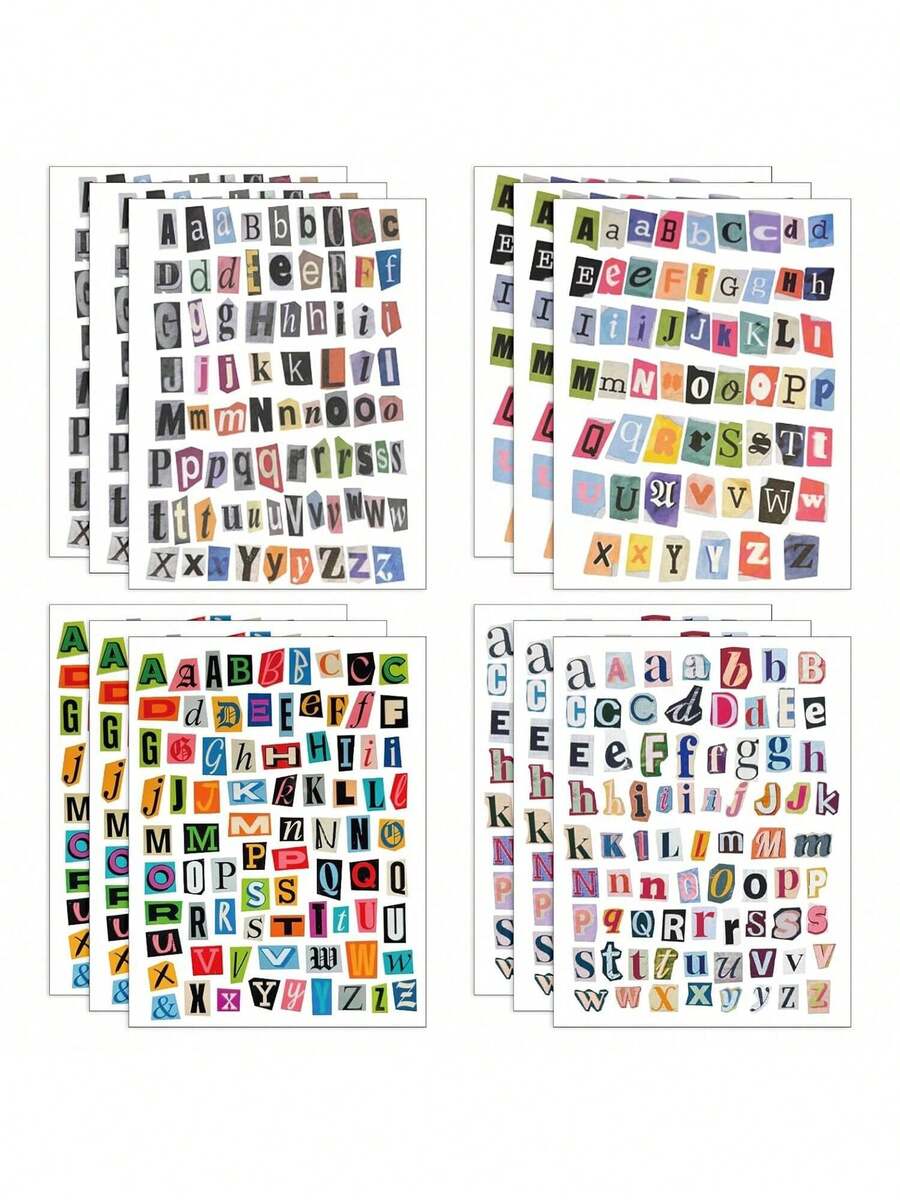 181 Pieces Of Retro Alphabet Stickers, Suitable For Scrapbooks, Journals, Planners - Includes 4 Sheets Of A-Z Uppercase And Lowercase Alphabet Stickers, Matte Paper/Decorative DIY Craft Materials, Durable Irregular Cut Design, Specially Designed For Scrapbook And Planner Decoration - 4 張 - 查看 1
