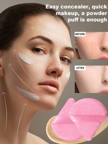 12件套精准化妆海绵及粉扑套装：4个多形状美妆蛋 + 8个细节三角粉扑 – 非常适合全脸底妆和定妆 - 粉色 - 查看 7