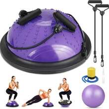 Spopal Disco de Equilibrio 46cm, Media Pelota de Equilibrio con Bomba, Pelota de Yoga 25cm y Banda Elástica, Kit 3-en-1 para Fitness en Casa,Yoga y Pilates[Morado] - Morado Violeta - Ver 8