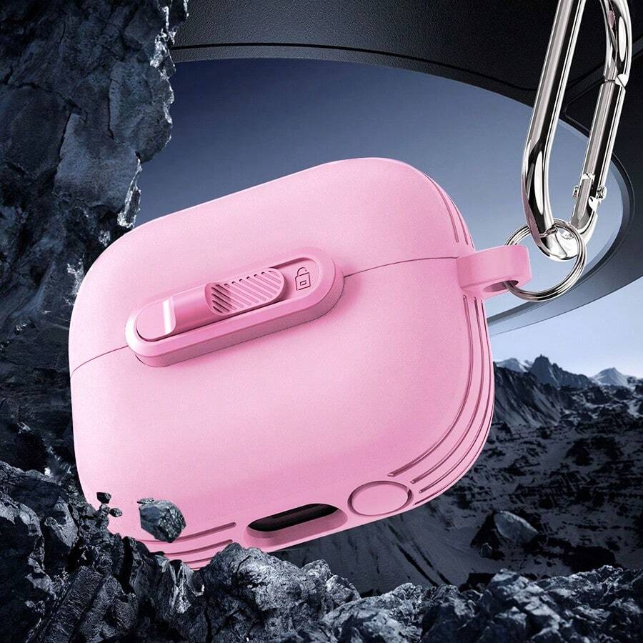 适用于三星 Galaxy Buds 3/Galaxy Buds 3 Pro/Galaxy Buds 的带扣锁和开关的保护壳，简约防摔，也适用于 Rock Cloud 蓝牙耳机 - 粉色 - 查看 1