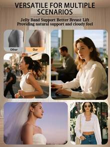 Plus Size Women's Jelly Strap Soft Support Bra, Wireless Lift & Gather Padded Bra - Royal Blue - View 6