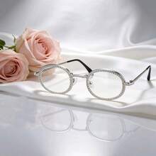 1 pieza Gafas de moda para mujer, gafas minimalistas y retro chic - Plateado - Ver 5