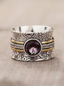 1枚镶嵌立方氧化锆的女士戒指，适合情人节、结婚纪念日、派对等场合佩戴。 - 1# - 查看 2