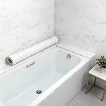 1卷防水墙贴，适用于浴室、卫生间、淋浴房，可撕贴可移除防潮大理石纹墙纸，适用于墙面和地面翻新，翻新贴纸，可撕贴墙板，墙纸，墙纸，春季装饰品，让您的家焕然一新，Rama装饰贴纸