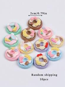 10个混合亮泽奶油甜甜圈DIY奶油凝胶手机壳、发夹、手机挂饰、吊坠配件 - 奶油甜甜圈 - 查看 2