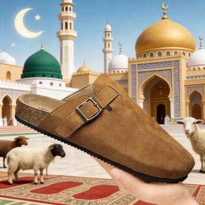 1 Pair (Size 36-46) All-Season Wearable Black Arabic Style Sandals, Oversized PU Birkenstocks Style Slides For Men And Women, Super Lightweight Breathable Non-Slip Durable, Suitable For Indoor, Office, Outdoor, Beach, Runs Small By Half Size