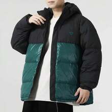 Adidas Nike Sportswear Metro Therma-FIT 品牌logo寬鬆連帽保暖麵包羽絨外套 女款 綠古色