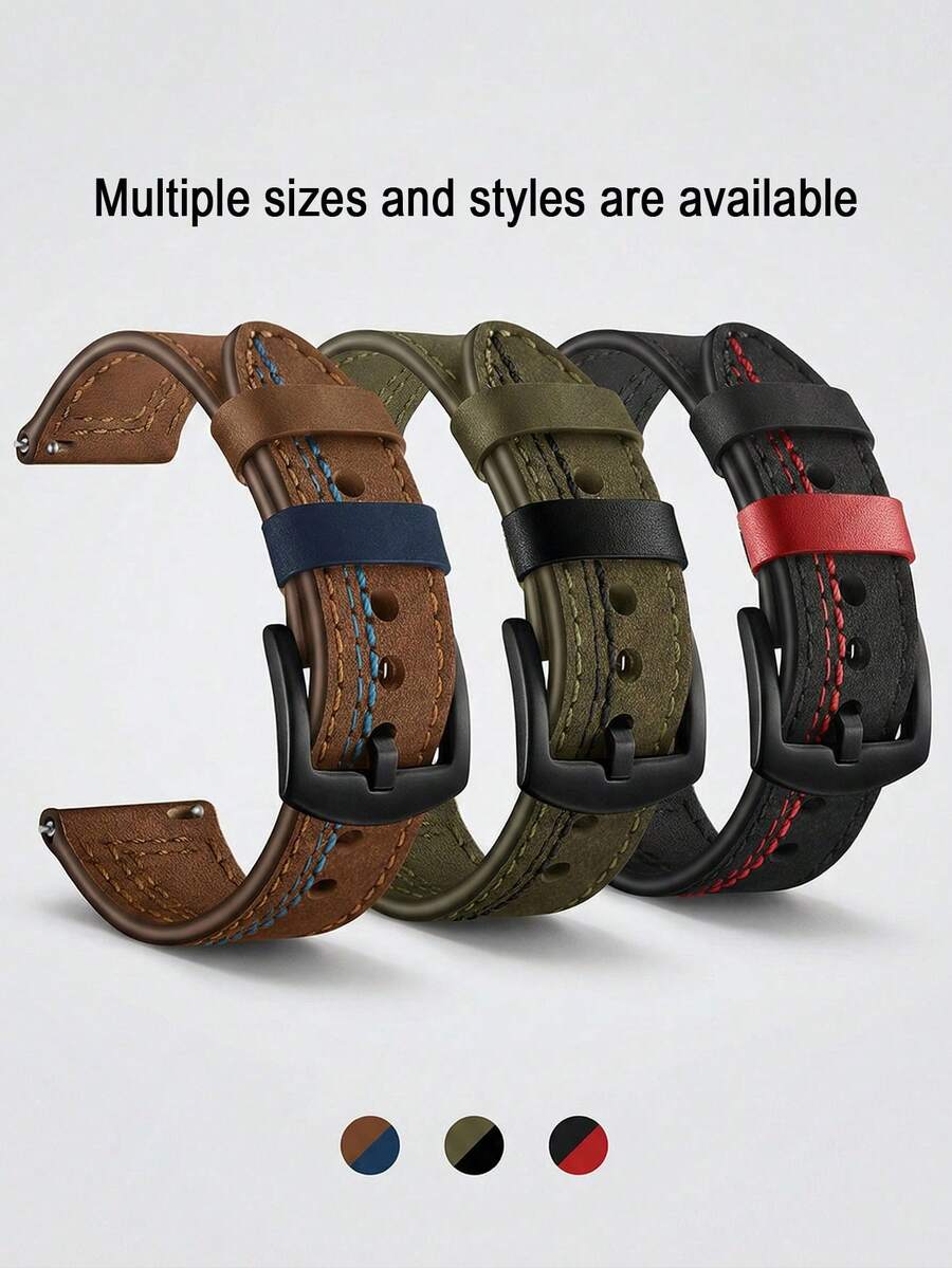 1条男士通用真皮表带，20mm/22mm，休闲表带，兼容三星Galaxy Watch3/4/5/6/7/8（41mm/45mm）/Galaxy Active2/Gear，兼容Amazfit GTR 2/3/4，时尚商务智能手表表带，适用于Watch GT/GT2（42mm/46mm），兼容Amazfit GTS 2/2E/2/4 Mini智能手表，男女通用智能手表配件，智能手表替换表带，送给朋友、家人或作为生日礼物的绝佳选择。