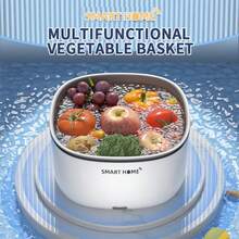 Máquina de limpieza automática de frutas y verduras, purificador eléctrico de alimentos para lavar frutas, verduras, arroz, pasta, carne, con cesta de drenaje (blanco) - Multicolor - Ver 2