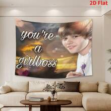 Funny Meme Justin Tapestry Flag Suitable For Indoor Bedroom Home University Dormitory Party Tapestry Gift Art Poster Man Cave Decor - Hồng - Xem 2