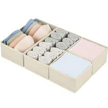 Nuova scatola e organizer in tessuto non tessuto - inodore, pieghevole, salvaspazio, anti-polvere e anti-umidità, adatto per casa e dormitorio, conservazione di indumenti nell'armadio/organizzazione della camera da letto/casa in affitto, organizer per lo stoccaggio, essenziale per i viaggi - Beige - Visualizzare 1