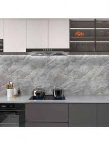 1 Roll Light Luxury Light Grey Marble Self-Adhesive Wallpaper Waterproof And Oil Resistant Kitchen Countertop Wall Stickers Bathroom Furniture Renovation Wallpaper Vinyl Wall Contact Paper Thickened And Durable Easy To Install And Detachable. 15.7inx39.3/118.1/196.8in - Light Grey - View 14