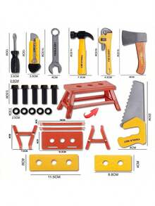一套儿童过家家维修工具玩具，模拟维修工具，适合建筑工地角色扮演，提升儿童动手能力，儿童节日礼物 - 彩色 - 查看 15