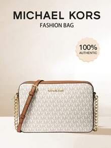 Michael Kors 女士字母印花斜挎包，小号单肩手提包 - 白色 - 查看 1