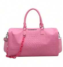 1pc Minimalist Crocodile Leather Texture Travel Bag, Can Be Carried By Hand Or Crossbody, Suitable For Business Travel, Travel, Back To School, Moving Travel Storage Bag Travel Gear Airport Travel Goods Clothes Duffel Bag Creative Boys Gifts Boyfriend Dad Birthday Gifts Bag For School School Accessories School Stuff - 彩色 - 查看 3