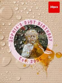 1-180张定制照片贴纸，个性化生日派对礼物，可印制您的照片，适合30岁生日、单身派对、闺蜜旅行、礼品标签、派对装饰、DIY、笔记本电脑等场合，非常适合送给朋友、女友、同事、老师、成年人，用于独特的生日庆祝、活动、办公室装饰、宿舍和家居纪念贴纸，也适合家庭使用。 - 玫瑰紅 - 查看 31