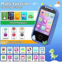 儿童益智玩具手机，2.8英寸屏幕，恐龙硅胶外壳，配备双摄像头、音乐、游戏、字母学习等功能，适合3-12岁儿童，可成长为互动玩具手机。 - 彩色 - 查看 4