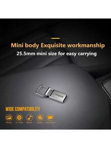 وحدة تخزين فلاش USB معدنية فائقة الصغر من Kodak K112 بسعة 64GB و 32GB USB2.0، مع سلسلة مفاتيح جلدية - فضي - مشاهدة 3