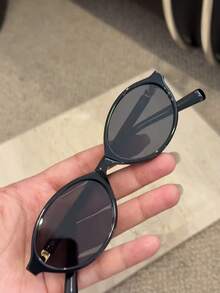 1/2 par de gafas de montura ovalada pequeña y retro, versátiles y de estilo callejero - Multicolor - Ver 5