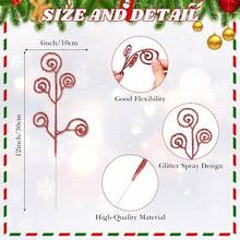 20PCS Artificial Spray Candy Shape Curly Bar Spray Branch Flash Artificial Branch Decoration, Party Decoration, Suitable For DIY Handicraft Wreath, Home Decoration Wedding Wreath Decoration Vase Filler Room Decoration Valentine's Day Gift - Red - View 3