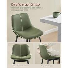 CYVASAGLE - Juego de 2 taburetes de Bar con Altura de mostrador con Espalda Respaldo ergonómico Piel sintético Patas de Metal taburetes de Bar de 24.4 Pulgadas de Alto para Cocina Isla de hogar - Y yo seré verde - Ver 4