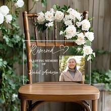 1pc Personalized Acrylic Memorial Wedding Chair Sign, Customizable Photo & Name, Love Memorial Reserved Seat Plaque, Funeral, Memorial Ceremony, Anniversary & Condolence Gift For Family And Friends - Multicolor - View 38