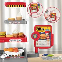 Children's Fast Food & Burger Shop Role Play Toy Set, Kids Fast Food Burger Shop Play Set, 71pcs Kitchen Toy Set With Water-Dispensing Coffee Machine And Cash Register, Educational Role Play Toys - Multicolor - View 8