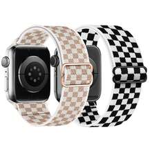 2 Packs Stretchy Solo Loop Band Compatible With Apple Watch Band 45mm 46mm 44mm 42mm 49mm 41mm 40mm 38mm Men Women, Braided Elastic Nylon Strap Compatible With IWatch Series 10 9 8 7 6 5 4 3 11 SE SE 2/3 Ultra Ultra 2 - Style a - View 7