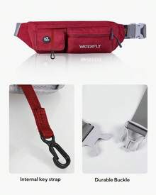 WATERFLY Riñonera Pequeña Running Bolsa de Cintura delgada Resistente al Agua Hombre y Mujer para Deportiva Ciclismo Senderismo Correr Viajar - Burdeos - Ver 3