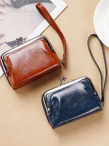 1PC Women's Short PU Leather Wallet Zipper Snap Multi-Functional Large Capacity Coin Purse & Card Holder Lightweight, Fashionable, Modern Business Zipper Credit Card Case Business Casual Teacher's Day Gift Anniversary Birthday Present Women's White-Collar High-Quality Leather Wallet & Compact Purse - Navy Blue - View 3