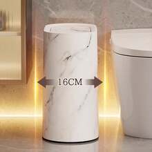 14L/3.7 Gallon Compact Trash Can With Lid - Marble And Wood Grain Pattern, Pedal-Operated Design, Suitable For Bathroom, Kitchen, Living Room - Odor-Proof, No Power Required - Multicolor - View 4