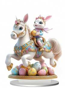 Trending Easter/Valentine's Day Colorful Rabbit 2D Acrylic Decor Ornament, Living Room/Entryway/Tabletop Decoration - Multicolor - View 4