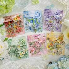 EZ PEACH コラージュ素材 シール フレーク 透明 花々 透かし彫り 防水 レトロ PET コラージュDIY 手作り 素材紙 紙もの パック シールシート 手帳デコ 付箋 飾り かわいい おしゃれ 日記デコレーション 40枚セット 花々/白 - 花々/白 - チェックする 7