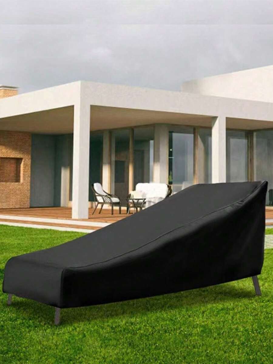 户外躺椅罩，庭院花园椅防水防尘防紫外线罩，家具防尘罩 - 黑色 - 查看 1