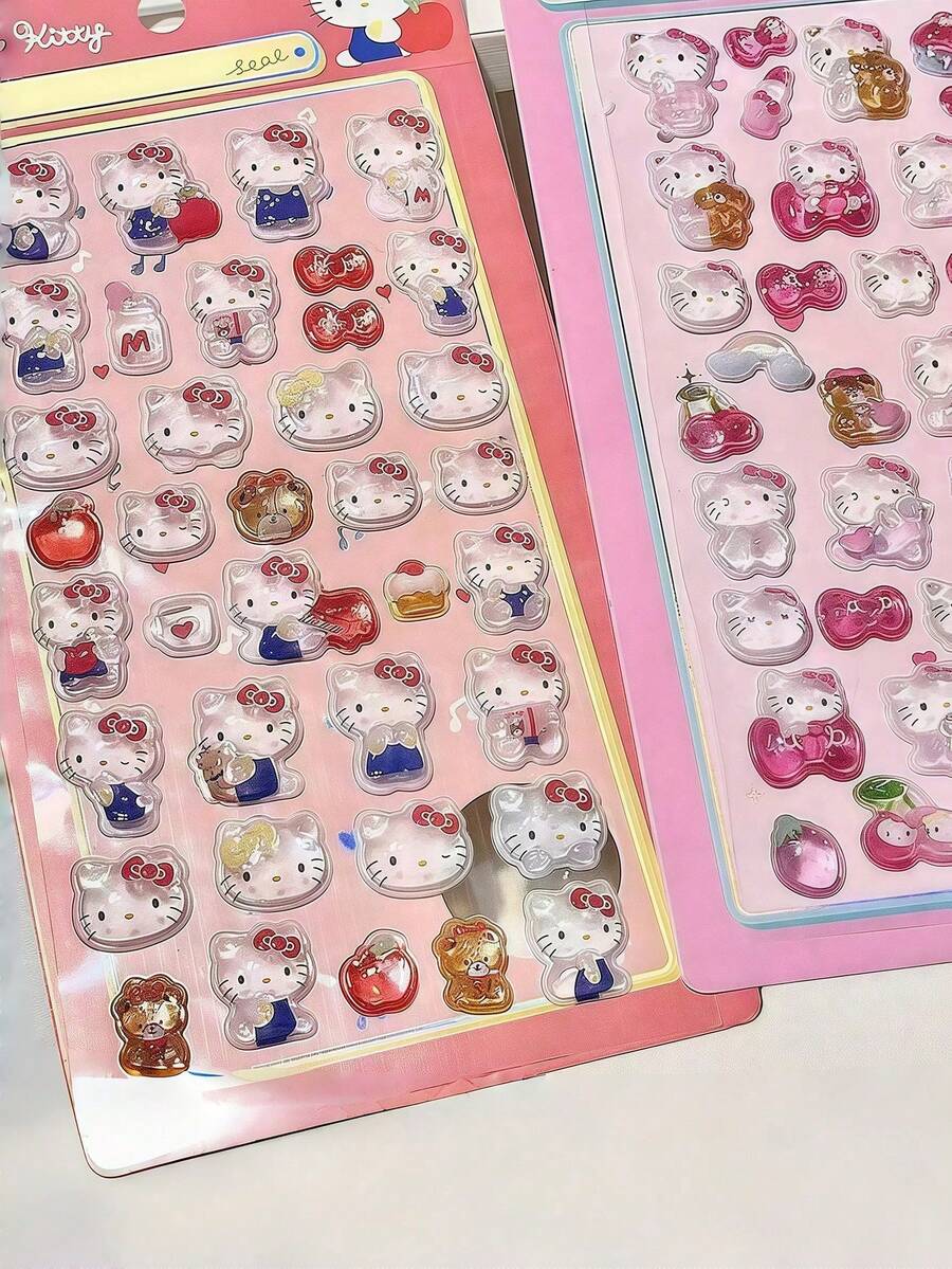 1个彩色透明水晶质感旋律3D贴纸，可爱DIY手机壳装饰 - 彩色 - 查看 1