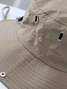 1pc Outdoor Hiking Western Cowboy Hat, Women's Sun Protection Hat / Unisex Quick-Dry Drawstring Bucket Hat - Khaki - View 7