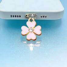 Nút bịt cổng điện thoại hình cỏ ba lá may mắn thời trang NYC, chất liệu kép hợp kim + PVC, bảo vệ cổng điện thoại đa năng, quà tặng cho mẹ, gia đình, bạn bè, trẻ em, sinh nhật, ngày lễ, phụ kiện điện thoại, bùa may mắn - Hồng - Xem 4