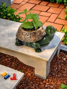 1pc Turtle Plant Pot Flowerpot Animal Garden Pots Resin Succulent Pots Planter Bonsai Plant Holder For Home Office Desk Mini Ornament - Multicolor - View 2