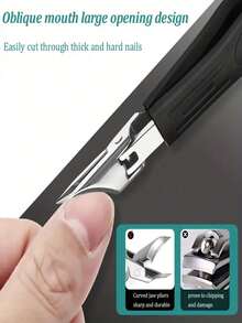 Modern Stainless Steel Toenail Clippers, 25° Angled Blades - Splash-Resistant Design For Thick/Ingrown Nails, Ergonomic Non-Slip Handle, Black & Green (Holiday Green Handle) - Foot Care Tool - Multicolor - View 9