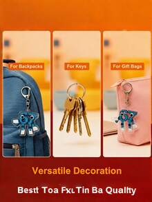 1pc/2pcs 2D Flat 67 Keychain | Steal My Brain Keychain 67# Pendant | Zinc Alloy And Acrylic Material, Casual Style - Multicolor - View 5