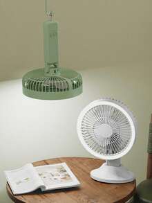 Desk Mini Fan, Super Long Battery Life, Oscillating, USB Rechargeable, Small Fan For Office, Desktop, Wall-Mounted, Home Use, Quiet, High Wind, Portable Tabletop Fan - Multicolor - View 1