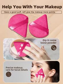 12件套精准化妆海绵及粉扑套装：4个多形状美妆蛋 + 8个细节三角粉扑 – 非常适合全脸底妆和定妆 - 粉色 - 查看 6