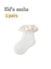 1 Pair Girls' Floral Lace Trim Princess Knee High Socks, Toddler Leg Warmers - Multicolor - View 16