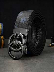 1 Piece Men's Letter Alloy Automatic Buckle Belt, Light Luxury Business Star-Printed Belt, 47 Inches, Suitable For Daily Commuting And Business Office, Simple And Low-Key. An Ideal Gift For Brothers, Family Members And Boyfriends On Christmas. - Multicolor - View 16