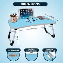 23 X 15 In Foldable Lap Desk,Sofa & Bed Table For Laptop Include IPad Slot And Cup Holder - Blue - View 2