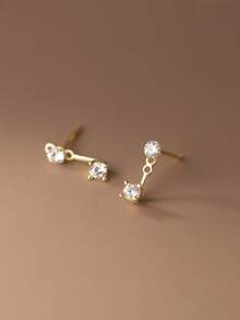 1 对 S925 纯银锆石蘑菇耳钉，可爱小巧，送给朋友和周年纪念的礼物