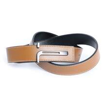 ECHAIN 1条男士经典金/银T型扣设计柔软PU皮革腰带，37毫米宽，情人节/父亲节礼物 - 彩色 - 查看 2