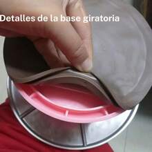 Plato giratorio de metal para tartas, soporte para tartas antideslizante, herramienta de repostería para decorar tartas, utensilio de cocina para uso doméstico, productos de cocina para el hogar - Rosa - Ver 8