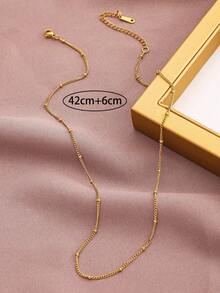 1 chiếc vòng cổ hạt hình xương rắn bằng thép không gỉ tối giản, vòng cổ trang trí đeo hàng ngày dành cho nữ. - Vàng - Xem 4