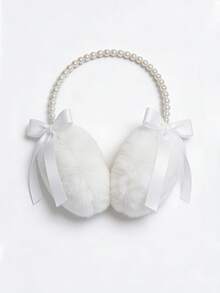 1pc Fluffy Bow Ear Muffs For Women, Cute Plush Winter Ear Warmers, Foldable Ear Covers, Ear Protection, Suitable For Valentine's Day - Multicolor - View 4